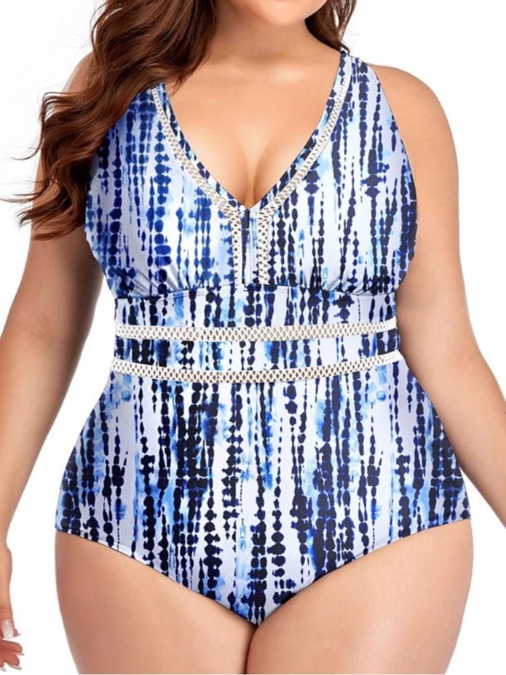 Daci Women Plus Size One Piece Swimsuit Sexy Hollow Out V Neck NWT size 18W